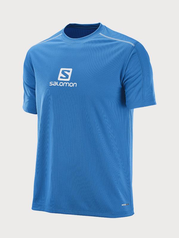 Tričko Salomon Stroll Logo SS Tee M Modrá