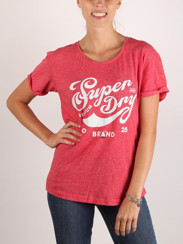 Tričko Superdry Brand A Slim BF Tee Růžová