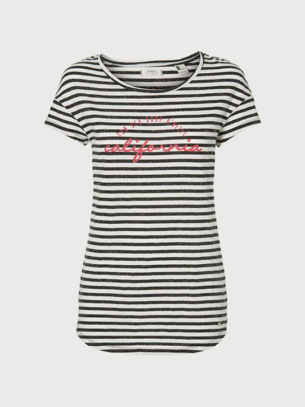 Tričko O´Neill Lw Stripe Script T-Shirt Černá