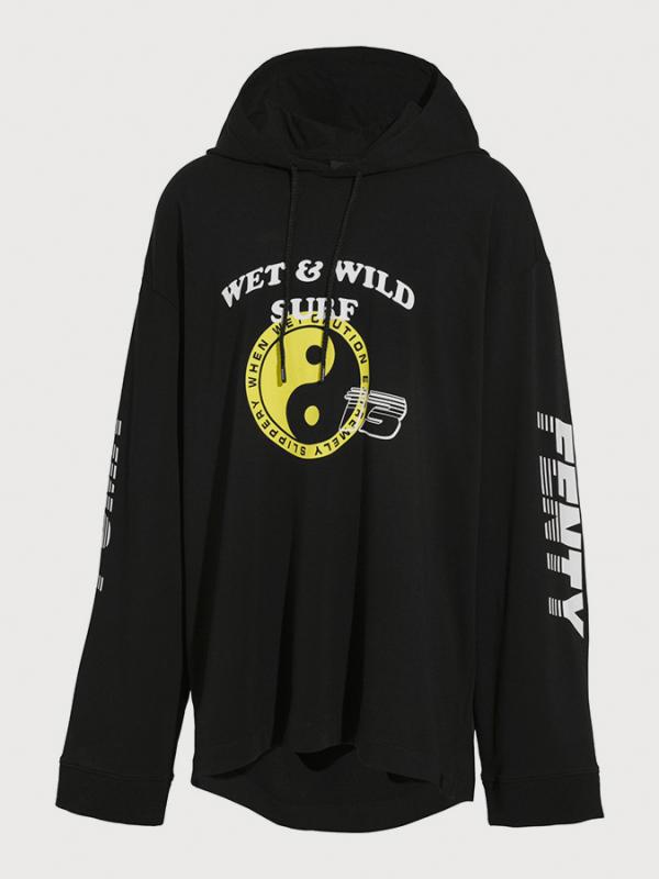 Mikina Puma FENTY LS HOODIE GATHERED Černá