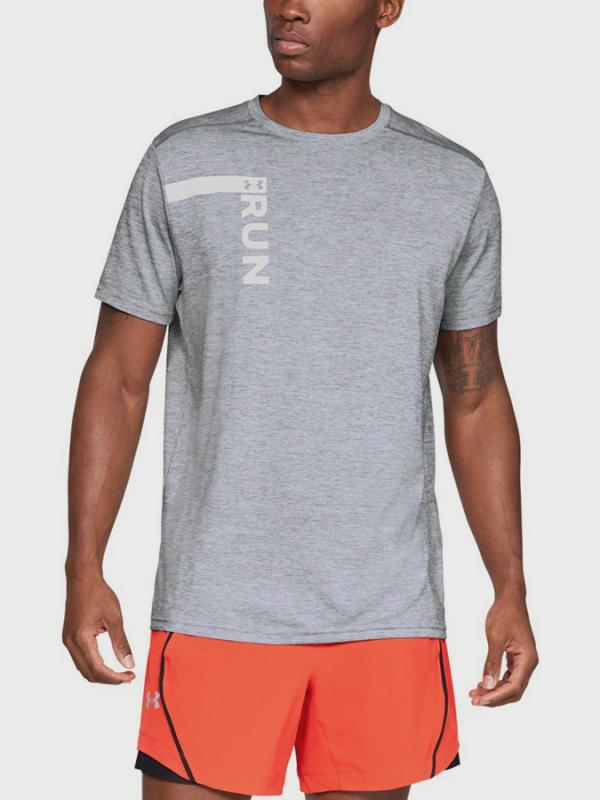 Tričko Under Armour Run Tall Graphic Ss Šedá