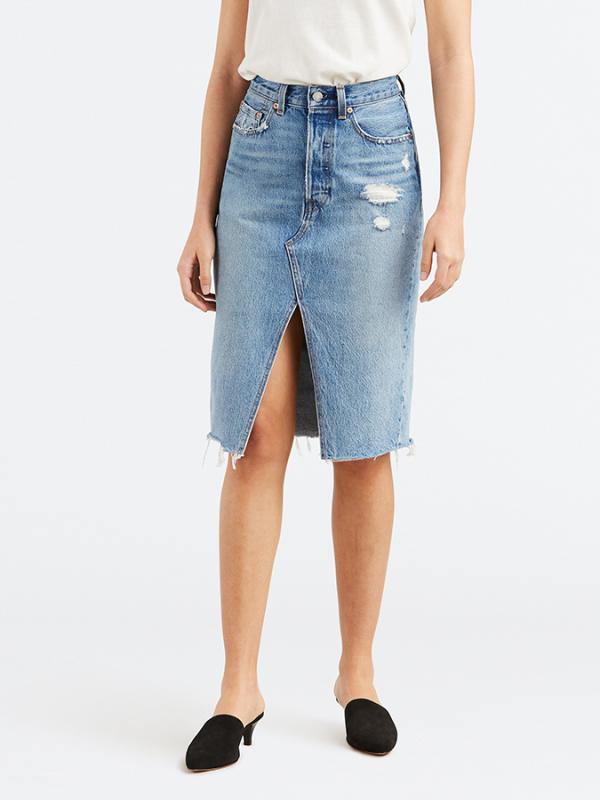 Sukně LEVI\'S Deconstructed Long Skirt Original Sinner Modrá