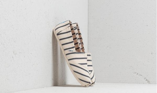 TOMS Wmn Classic White/ Navy Riviera Stripe