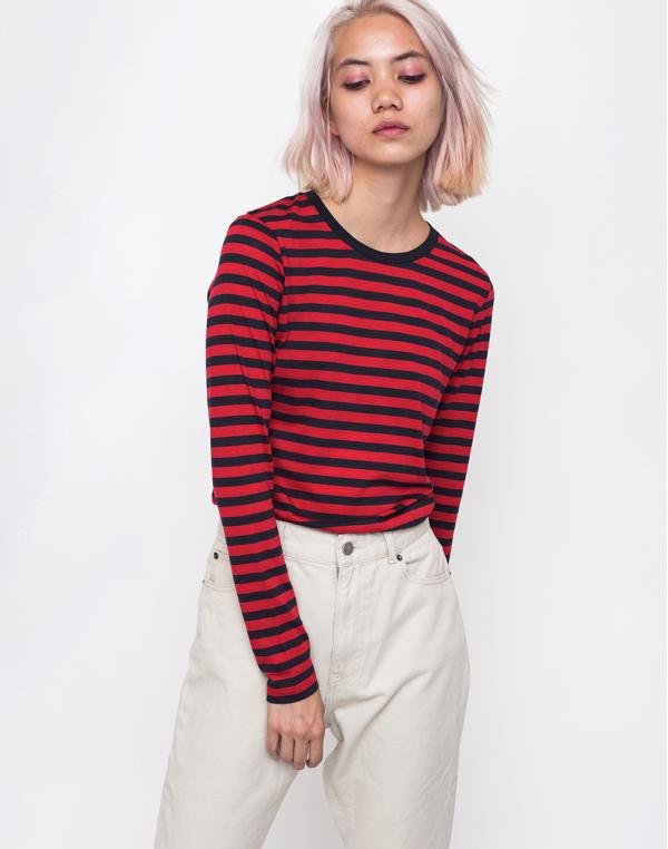 Armedangels Lara Bold Stripes Scarlet Red / Dark Navy L