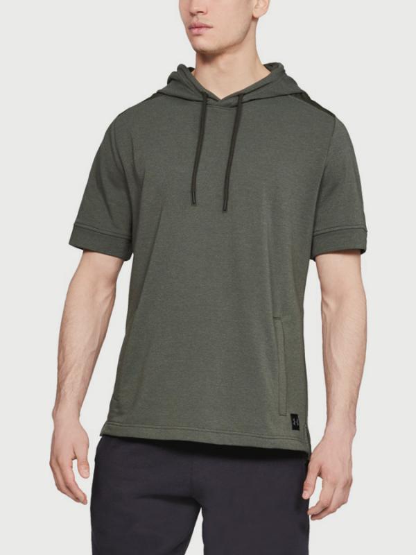 Tričko Under Armour Microthread Terry Ss Hoodie Zelená