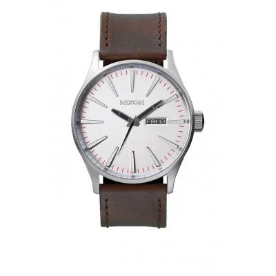 Nixon Sentry Leather Silver/ Brown