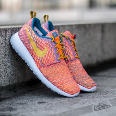 Nike Wmns Roshe One Flyknit Brgd Blue/ Dark Citron- Sunset Glow- Hyper