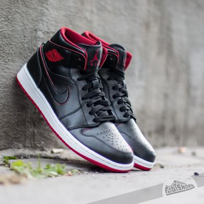 Air Jordan 1 Mid Black/ Black-White-Gym Red