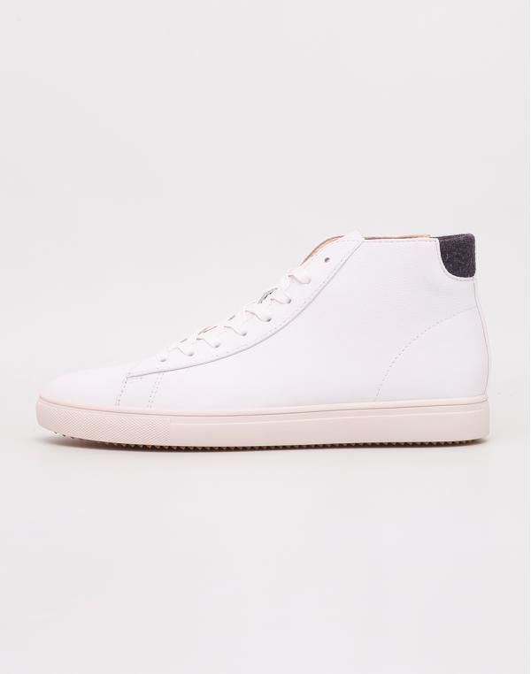 Clae Bradley Mid White Full Grain Leather Black Wool 42