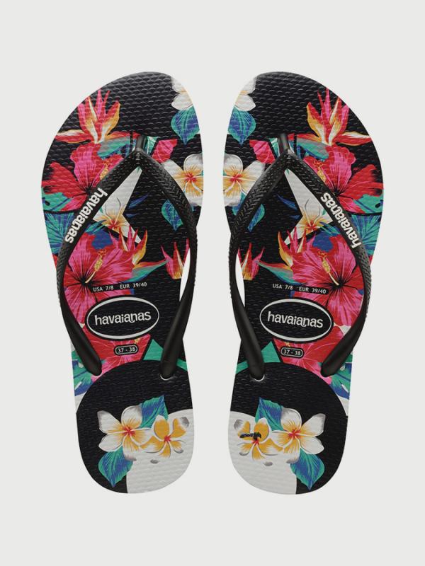 Žabky Havaianas Slim Tropical Floral Black Barevná