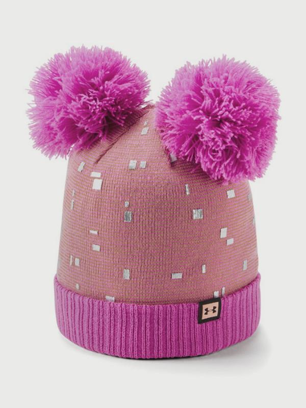 Čepice Under Armour Girls Double Pom Beanie Růžová