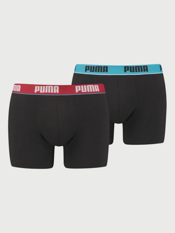 Boxerky Puma Basic Stripe Elastic Boxer 2 Pack Černá