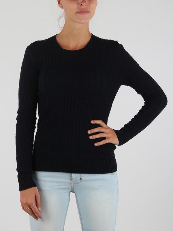 Tričko Superdry LUXE CASHMERE WOOL MINI CABLE Černá