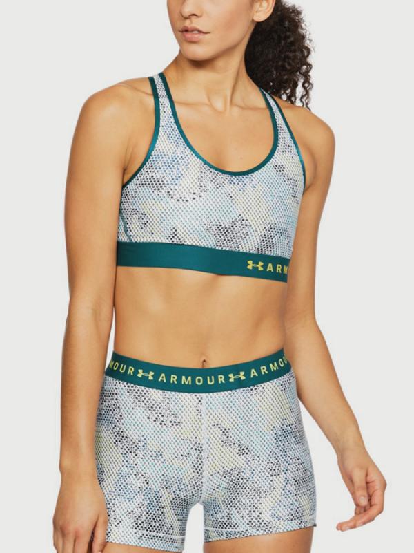 Kompresní podprsenka Under Armour Mid Keyhole Print Šedá