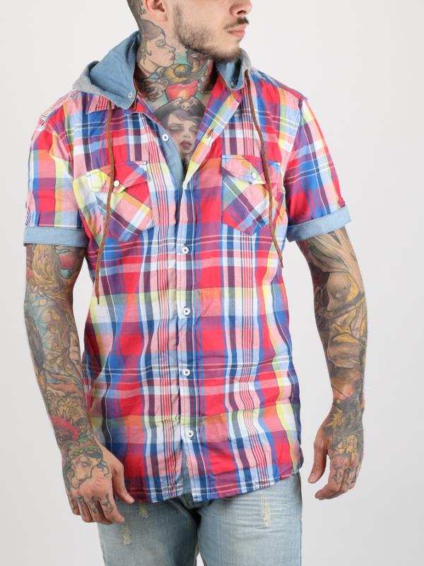 Košile Alcott HOODY SHORT SLEEVES WITH CHECKS Růžová