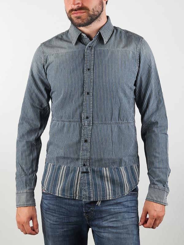 Košile Diesel STRIPAD CAMICIA Modrá