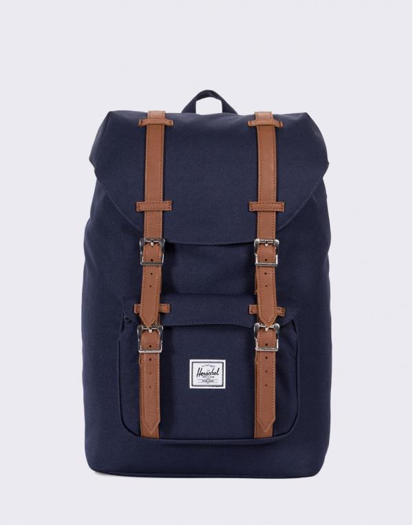 Herschel Supply Little America Mid-Volume Peacoat/Tan Synthetic Leather