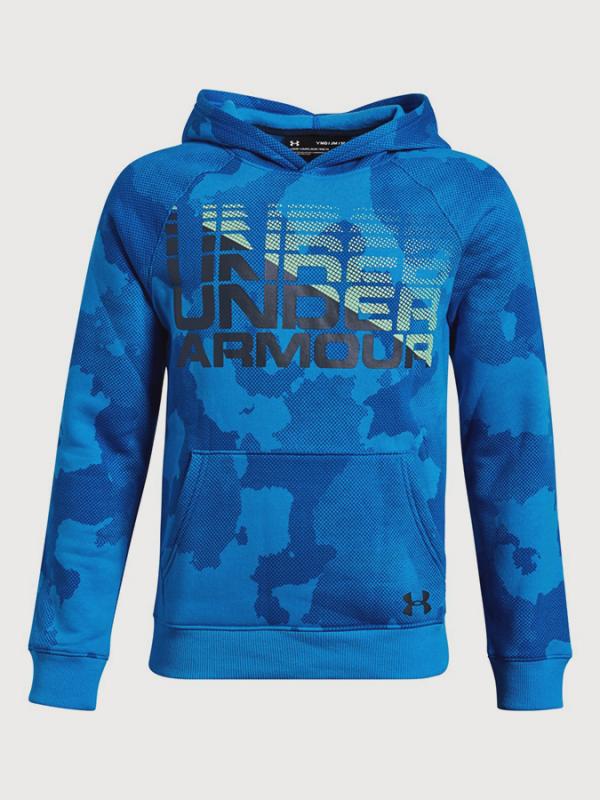 Mikina Under Armour Rival Wordmark Hoody Modrá