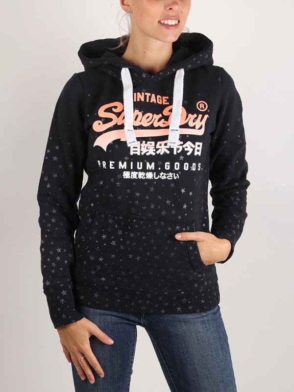 Mikina Superdry Premium Goods Aop Entry Hood Černá