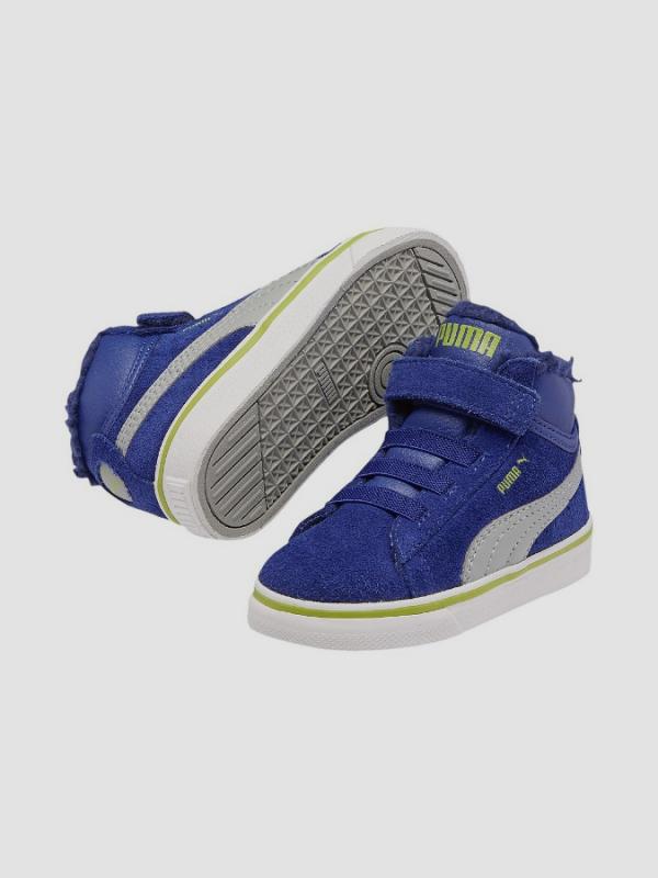 Boty Puma Puma Mid Vulc Fur V Kids Modrá