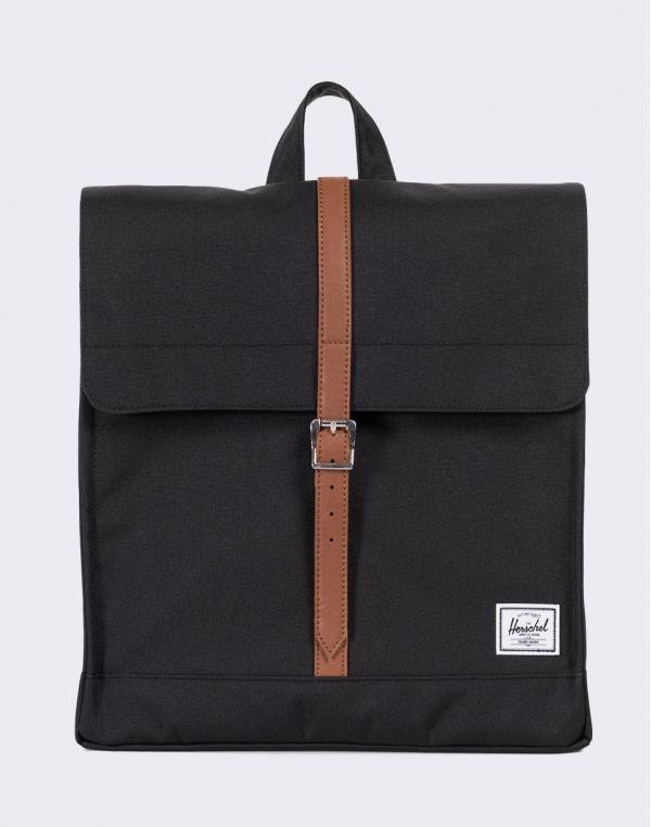 Herschel Supply City Mid-Volume Black/Tan Synthetic Leather