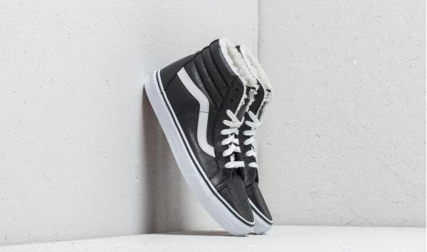 Vans Sk8-Hi Reissue (Leather/ Fleece) Black/ True White