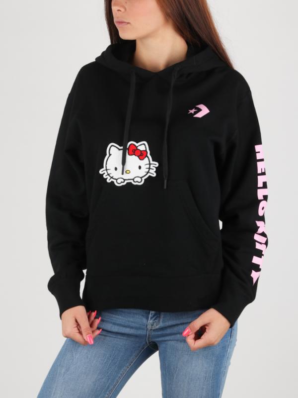Mikina Converse Oversize Po Hoodie Hello Kitty Černá