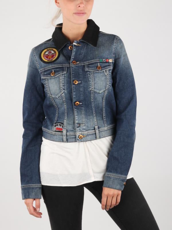 Bunda Diesel REBOOT-DENIM-TRUCKER-FL GIACCA Modrá