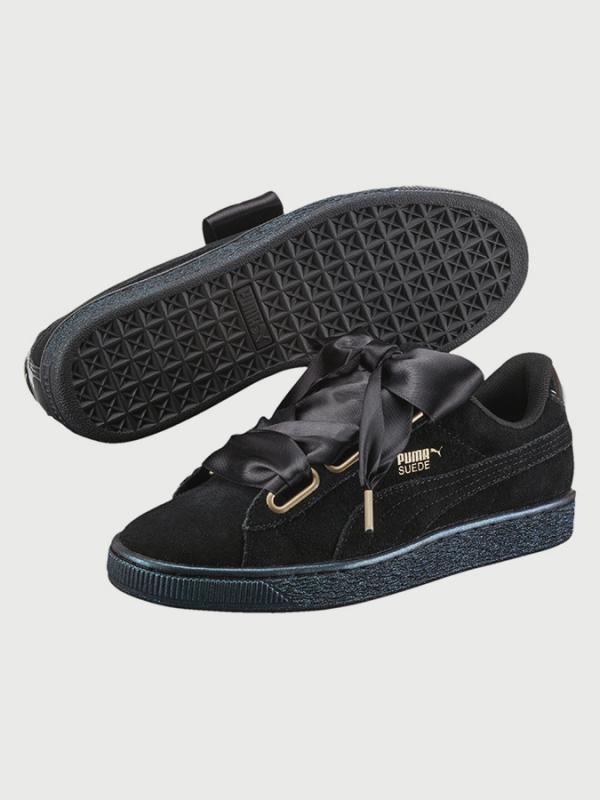 Boty Puma Suede Heart Satin Wn s Black Černá