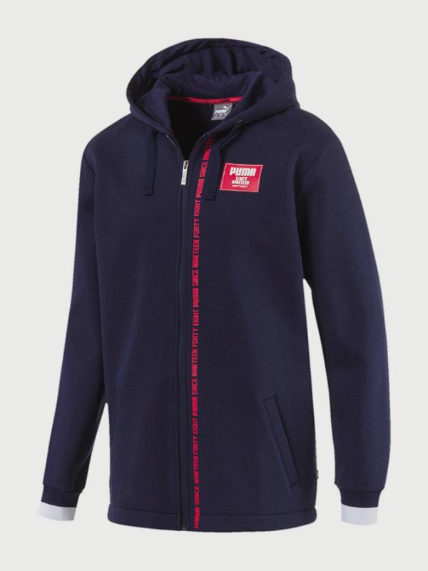Mikina Puma Rebel Block FZ Hoody FL Modrá