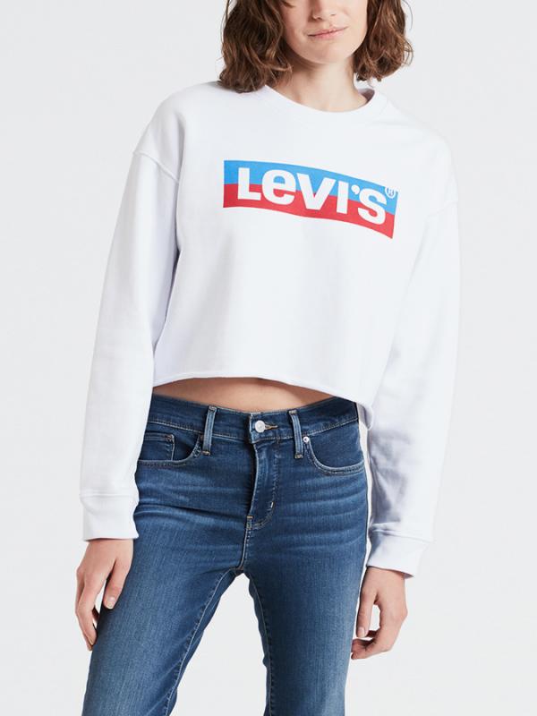 Tričko LEVI'S Graphic Raw Cut Crew New Logo Crew White Bílá