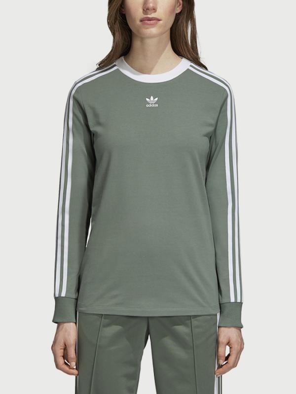 Tričko adidas Originals 3 Stripes Ls Zelená