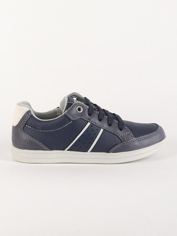 Boty Geox J Anthor B.B - Syn. Leather + Wax. Leather Modrá