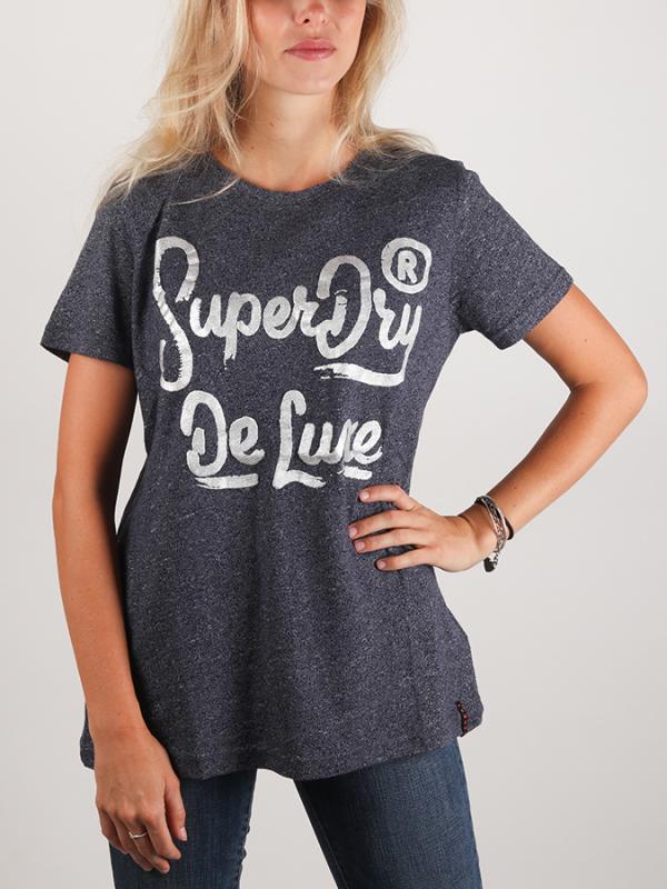 Tričko Superdry De Luxe Long Line Tee Modrá