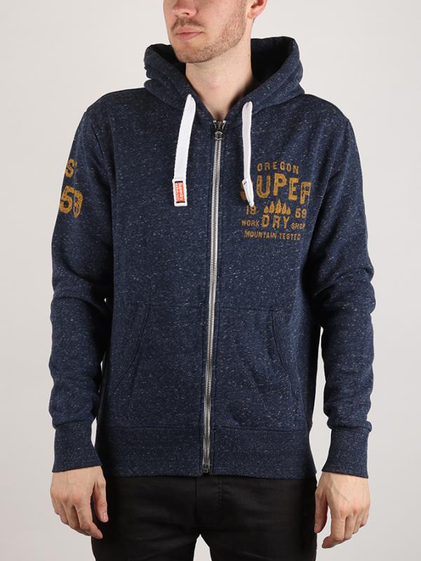 Mikina Superdry Work Shop Ziphood Modrá