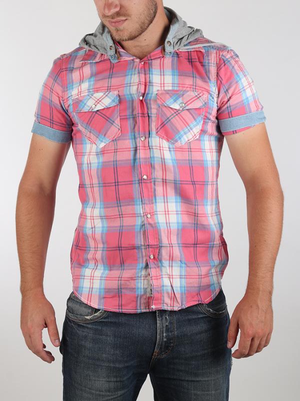 Košile Alcott SHORT SLEEVES CHECKS WITH HOOD Růžová