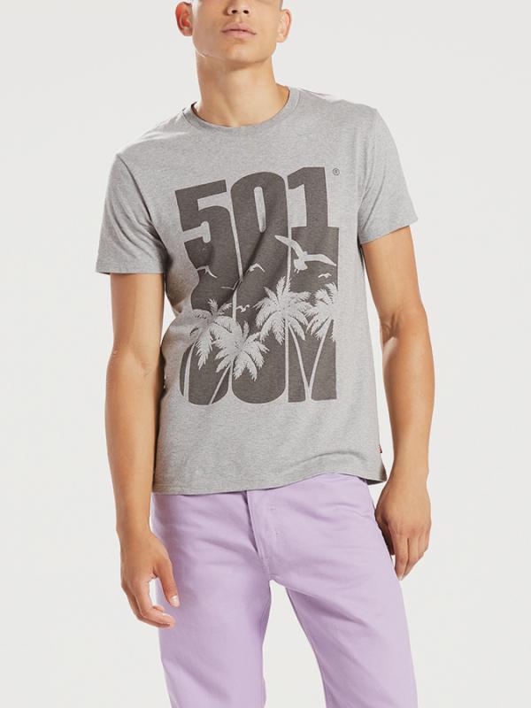 Tričko LEVI'S 501 Graphic Tee 501 Scenic Midtone Gre Šedá