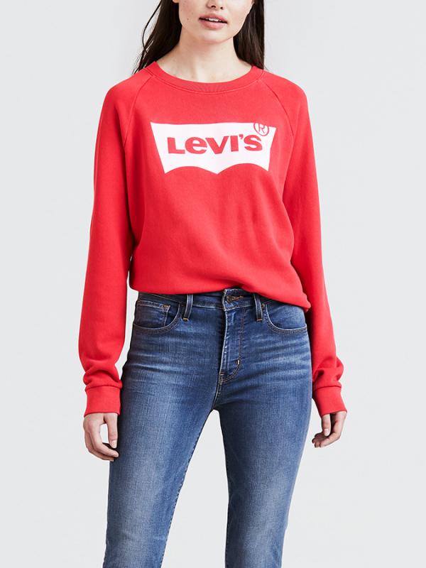Tričko LEVI'S Relaxed Graphic Crew Better Fleece Hous Červená