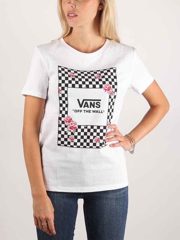 Tričko Vans WM Boxed Rose Checks White Bílá