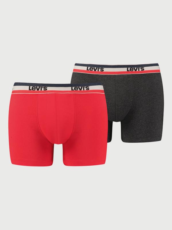 Boxerky LEVI'S 200Sf Sprtswr Logo Color Boxer Brief 2 Pack Černá