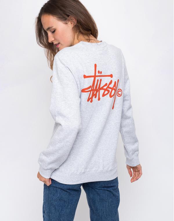 Stussy Basic Logo Crew ash heather L