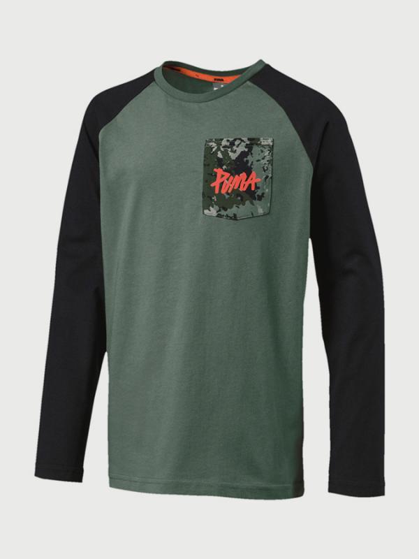 Tričko Puma Style LS Tee (Raglan) B Zelená