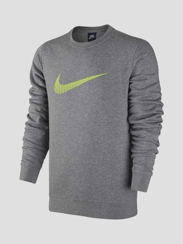 Tričko Nike CLUB FLC CREW-SWOOSH+ Šedá