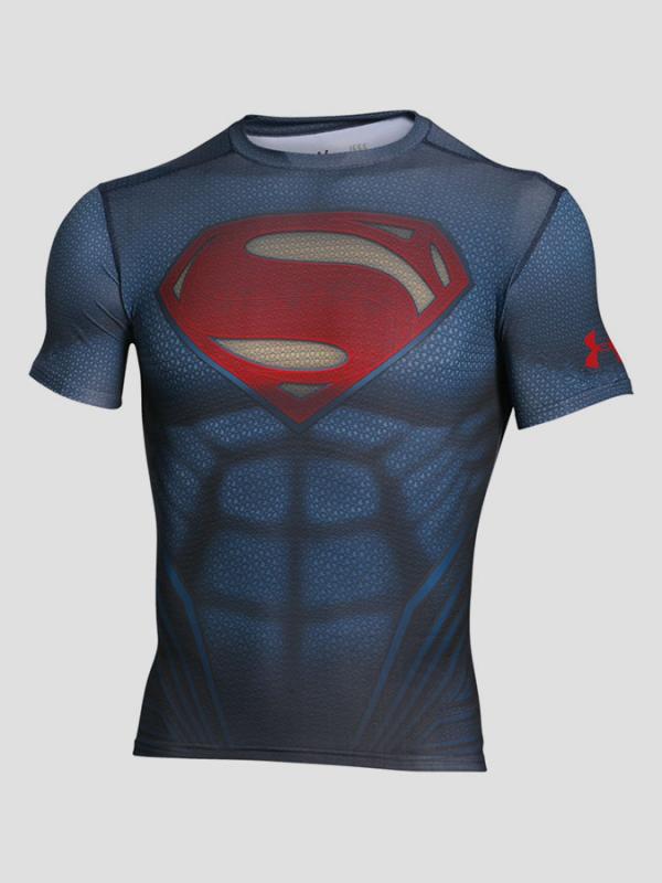 Tričko Under Armour HeatGear Superman Suit SS Modrá