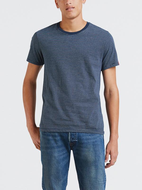 Tričko LEVI'S Slim 2 Pack Crew Tee Fein Stripe/ Quiet Modrá