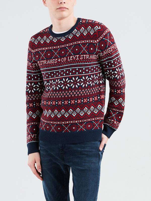 Svetr LEVI'S Classic Holiday Sweater Panther Crimson Červená