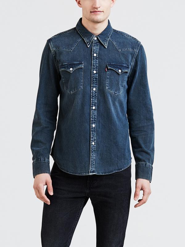 Košile LEVI'S Barstow Western Shadow Tint Dark Modrá