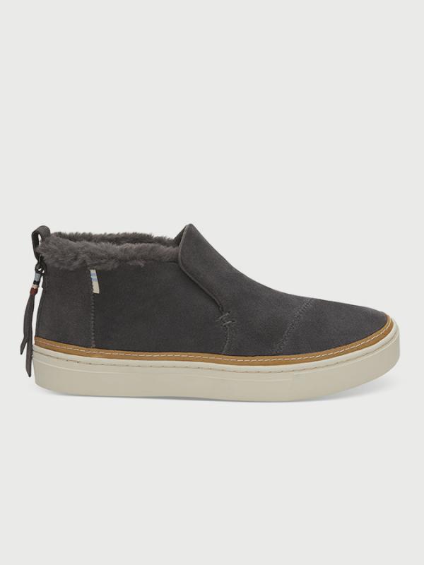 Boty Toms Forged Iron WR Suede/Faux Fur Černá