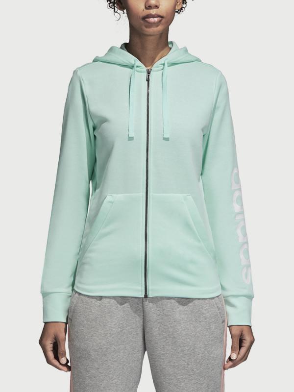 Mikina adidas Performance Ess Lin Fz Hd Zelená