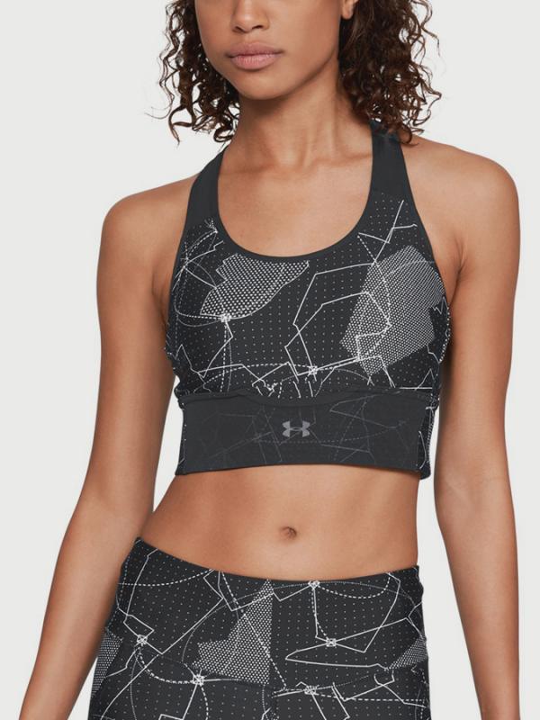 Kompresní podprsenka Under Armour Mid Crossback Clutch Printed Bra Černá